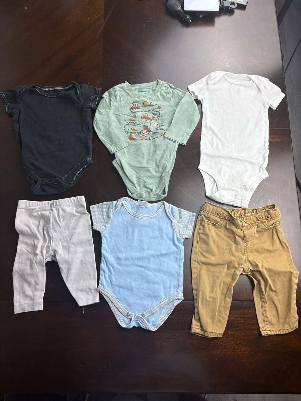Baby Boys 0-6M 6 Piece Clothing Lot Bodysuits Pants Baby B’gosh Garanimals Hanes